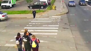 Young Scooter Girl has not yet Learned Traffic Rules