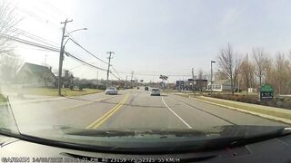 idiot decides to merge back from right only lane