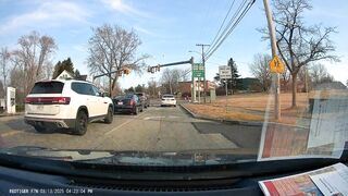idiot from NY almost hits crossing pedestrians