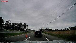 idiot ignores a previous lane closure