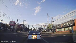 illegally made a right turn from the left turn lane