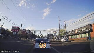 illegally made a right turn from the left turn lane