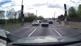 mistaking the opposing lanes as a slip