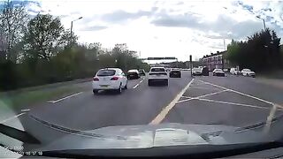 mistaking the opposing lanes as a slip