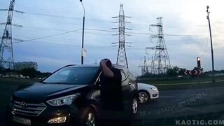 motorcyclist meet car