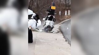 out of lane rider causes other rider to crash