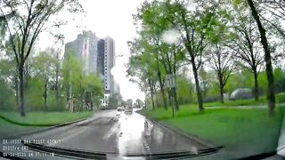 poor jogger gets soaked