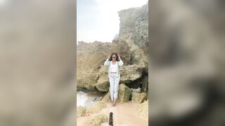 posing in a cove with a tidal wave rWhatcouldgowrong