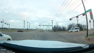 pre-school bus driver runs a red light