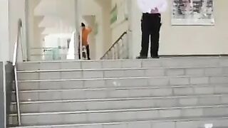 security guard stops skater mid trick