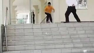 security guard stops skater mid trick
