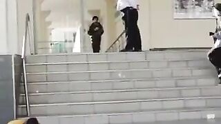 security guard stops skater mid trick