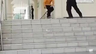 security guard stops skater mid trick
