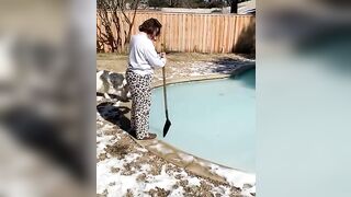 stepping onto a frozen pool