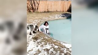 stepping onto a frozen pool