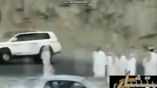 toyota prado overturns from drifting 