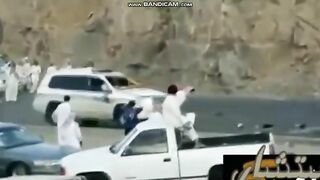 toyota prado overturns from drifting 