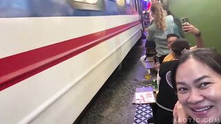 train hits guys knee