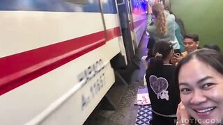 train hits guys knee