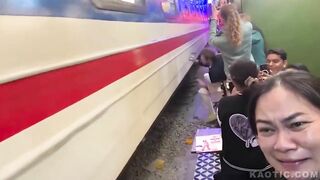 train hits guys knee