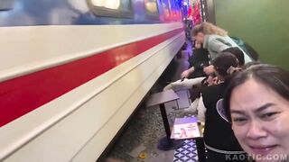 train hits guys knee