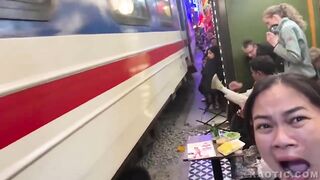 train hits guys knee