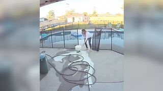 trying to clean your pool while ignoring the dangers of che
