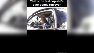 woman runs over cop and gets shot at