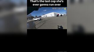 woman runs over cop and gets shot at
