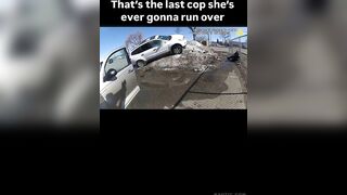 woman runs over cop and gets shot at
