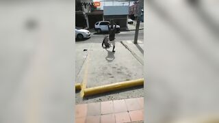 Homeless Man Hits Another Man In The Head With A Large Rock