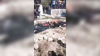 Man Thrown By Crowd And Burned