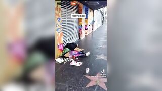 Welcome To Hollywood Boulevard. Don't Mind The Gluttonous Homeless Man
