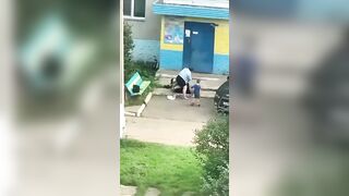 Woman Beats Husband In Front Of Son