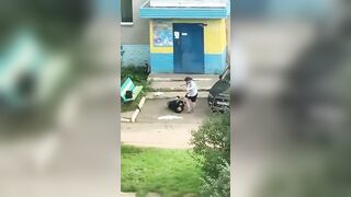 Woman Beats Husband In Front Of Son
