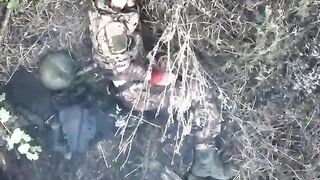 A Ukrainian Drone Lobbed A Grenade Directly At A Russian Soldier.