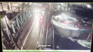 A Barge Hits A Highway Bridge 