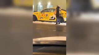 A Taxi Driver Threw A Drunk Customer Out Of The Car. Russia 