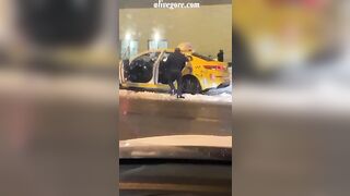 A Taxi Driver Threw A Drunk Customer Out Of The Car. Russia 