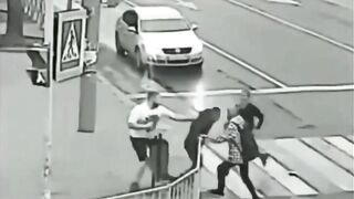 A Taxi Driver Attacked A Man Walking On A Zebra Crossing. Russia