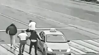 A Taxi Driver Attacked A Man Walking On A Zebra Crossing. Russia