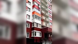 A Man Fell From The Fifth Floor Balcony. Russia 