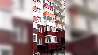 A Man Fell From The Fifth Floor Balcony. Russia 