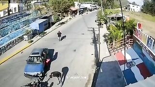 A Ninja Riding A Motorcycle Had An Accident. Santiago, Chile 