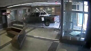 A Truck Crashes Into A Police Station Lobby 