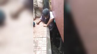 A Woman Squeezed Between The Platform And The Train. India "