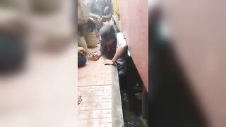 A Woman Squeezed Between The Platform And The Train. India "