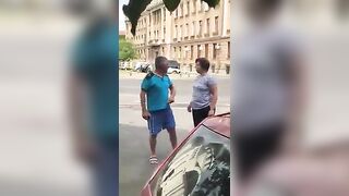 Angry Woman Slaps Her Husband In The Street