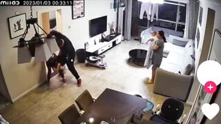 The Big Bastard Punched And Kicked His Wife In Front Of Her