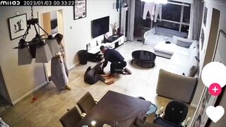 The Big Bastard Punched And Kicked His Wife In Front Of Her